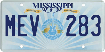 MS license plate MEV283