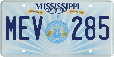 MS license plate MEV285