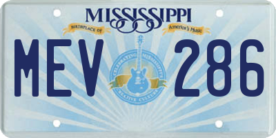 MS license plate MEV286