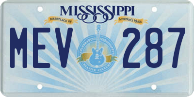 MS license plate MEV287