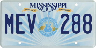 MS license plate MEV288