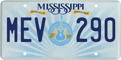 MS license plate MEV290