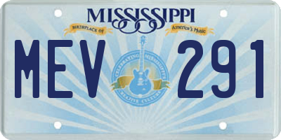 MS license plate MEV291