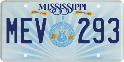 MS license plate MEV293