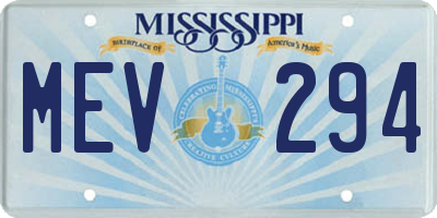 MS license plate MEV294