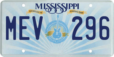 MS license plate MEV296
