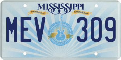 MS license plate MEV309