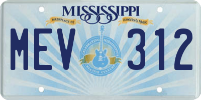 MS license plate MEV312