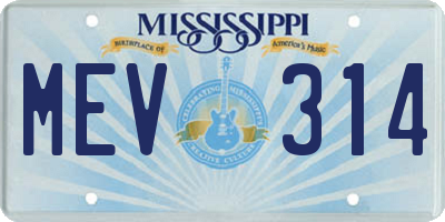 MS license plate MEV314