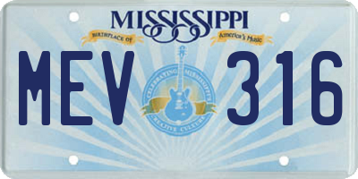 MS license plate MEV316
