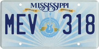 MS license plate MEV318