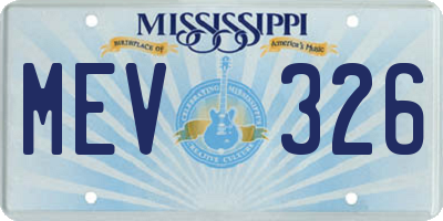 MS license plate MEV326