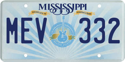 MS license plate MEV332