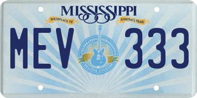 MS license plate MEV333