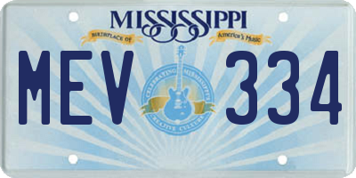 MS license plate MEV334