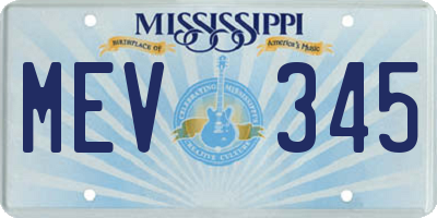 MS license plate MEV345