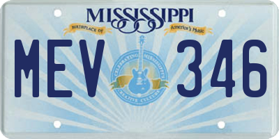 MS license plate MEV346