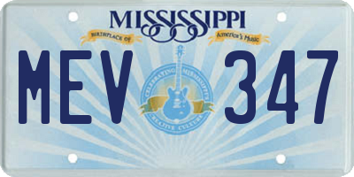 MS license plate MEV347