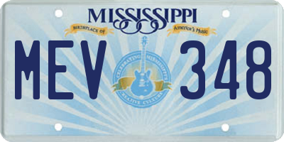 MS license plate MEV348