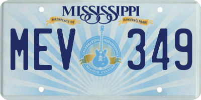 MS license plate MEV349