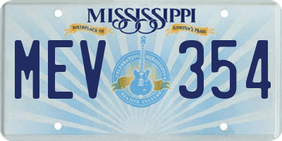 MS license plate MEV354