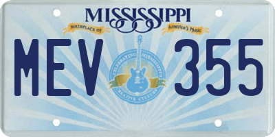 MS license plate MEV355