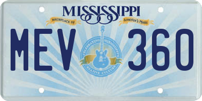 MS license plate MEV360