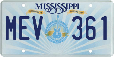 MS license plate MEV361