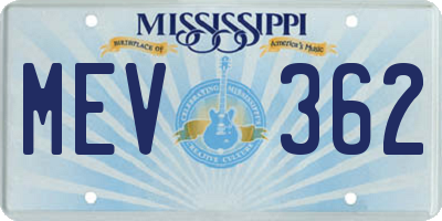 MS license plate MEV362