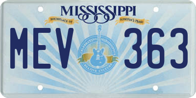 MS license plate MEV363