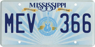 MS license plate MEV366