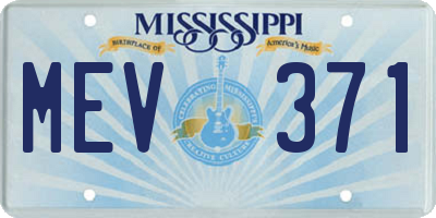MS license plate MEV371