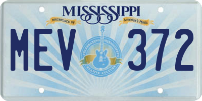 MS license plate MEV372