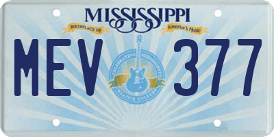MS license plate MEV377