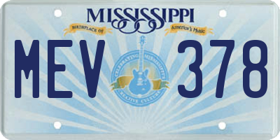 MS license plate MEV378