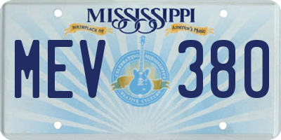 MS license plate MEV380