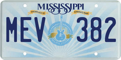MS license plate MEV382