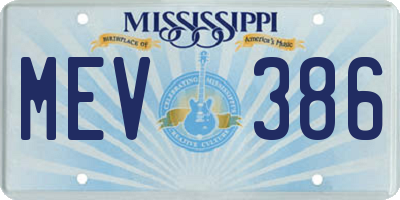 MS license plate MEV386