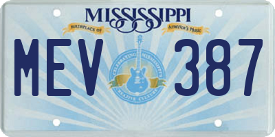 MS license plate MEV387