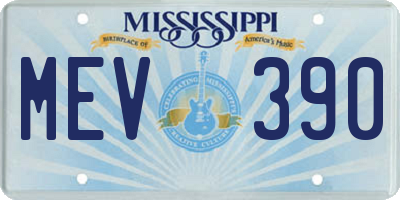 MS license plate MEV390