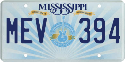 MS license plate MEV394