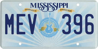 MS license plate MEV396