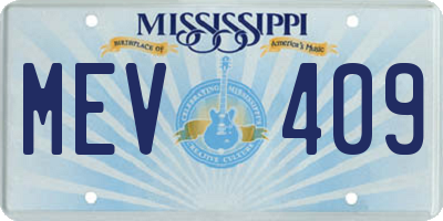 MS license plate MEV409