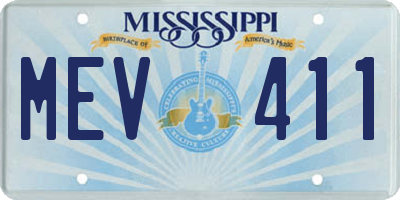 MS license plate MEV411