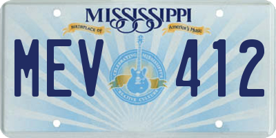 MS license plate MEV412