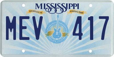 MS license plate MEV417