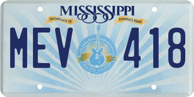 MS license plate MEV418