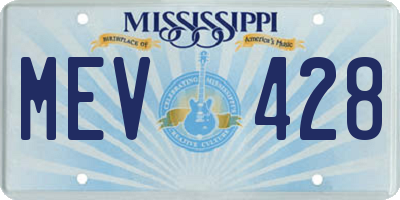 MS license plate MEV428