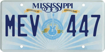 MS license plate MEV447