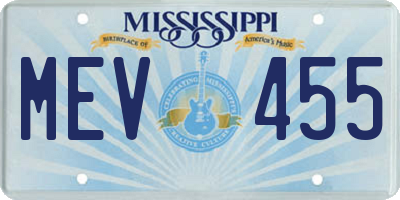 MS license plate MEV455
